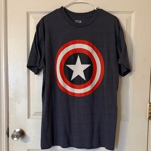Marvel Men's Dark Gray Captain America Shield Tee